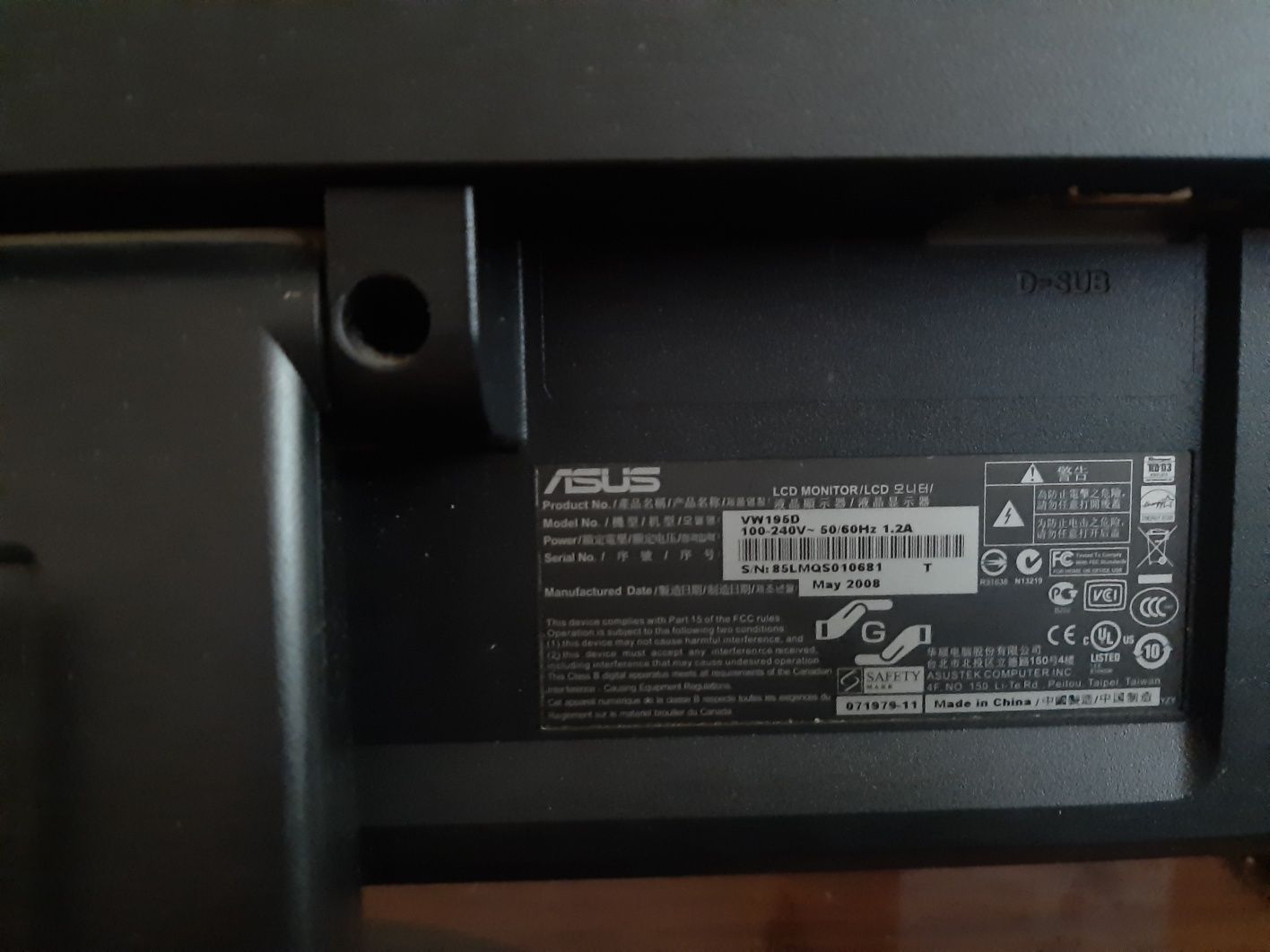 Monitor Lcd Asus vw195d