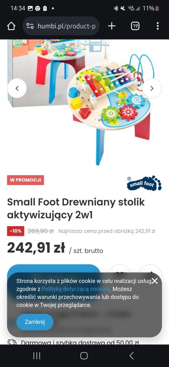 Stolik edukacyjny aktywizująca 2 w  1 small foot