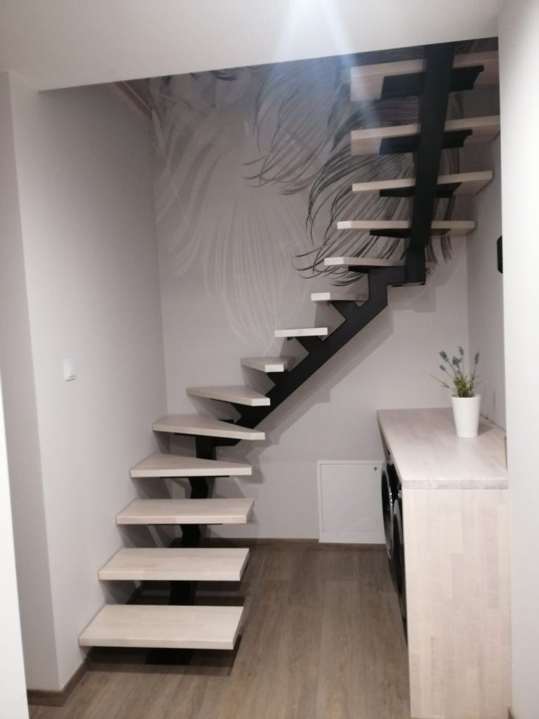 Schody loftowe stal + dąb/jesion | Projekt-Stal | Pomiar + montaż