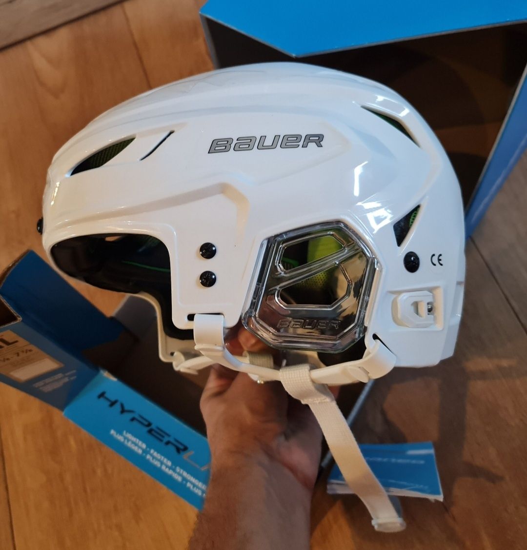 Nowy biały kask hokejowy Bauer HYPERLITE SR roz M/L