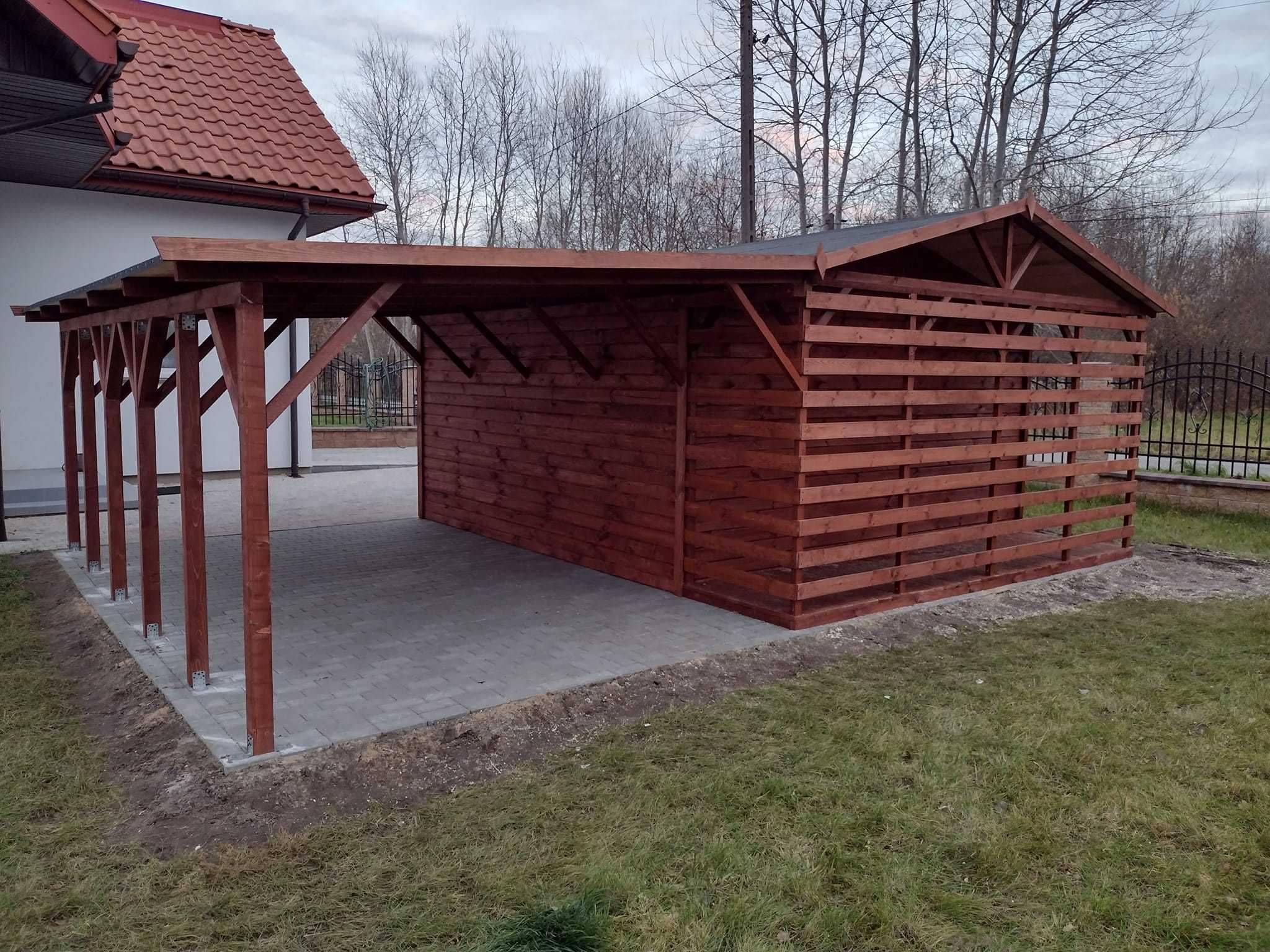 Domek narzędziowy 4x5 + CAR-PORT 3x5  + drewutnia 1m, WYPRZEDAŻ