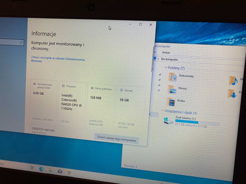 Laptop 14 cali Acer Aspire 1 A114-32 USB 3.0 DDR4