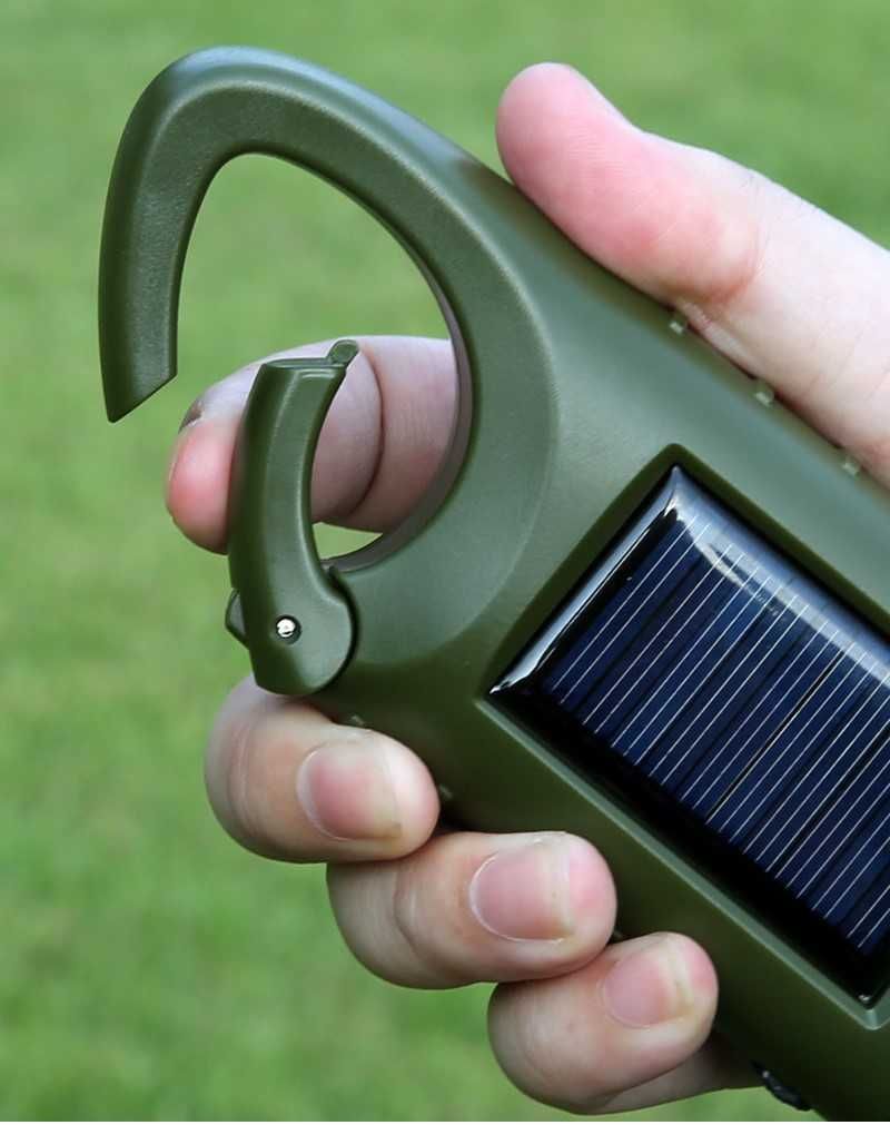Ліхтарик повербанк з динамо механізмом на сонячній батареї (3 версія)