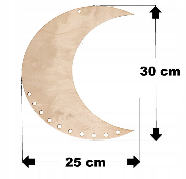 Księżyc drewniany 25 x 30 cm Baza Zawieszka Scrabki gr.3 mm