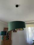 Lampa butelkowa zieleń welur plus piękna żarówka gratis