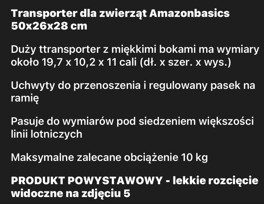 Torba transporter dla psa do 10 kg