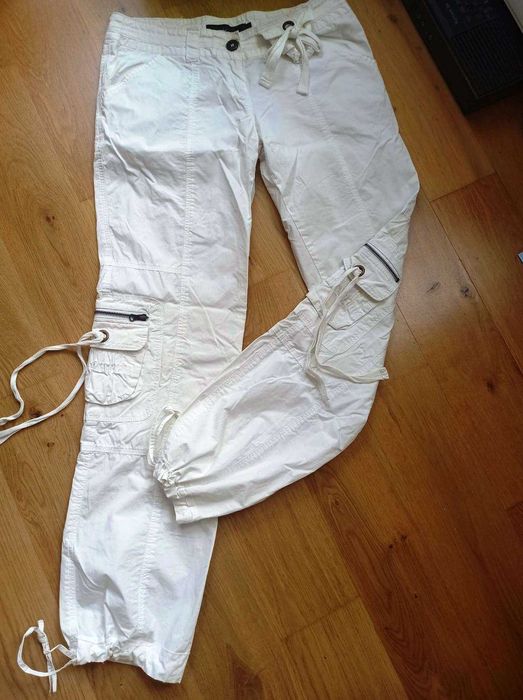 Spodnie damskie bojówki białe Rozmiar M/L *STAN BDB*