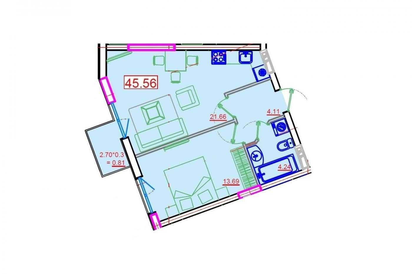 1к квартира 46м² в центре Одессы ЖК ITown улица Софиевская, море, парк