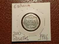 Espanha - moeda de 200 pesetas de 1986