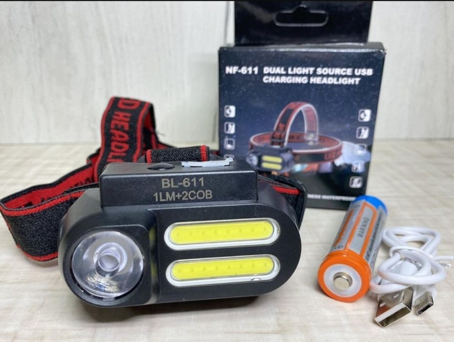 Фонарь налобный аккумуляторный LED USB BL-611