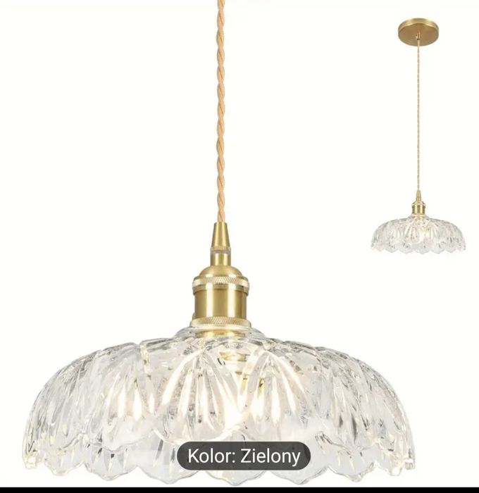 Lampa sufitowa żyrandol szklana złota retro Nowa