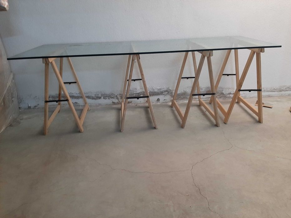 Vidro para mesa com cavaletes