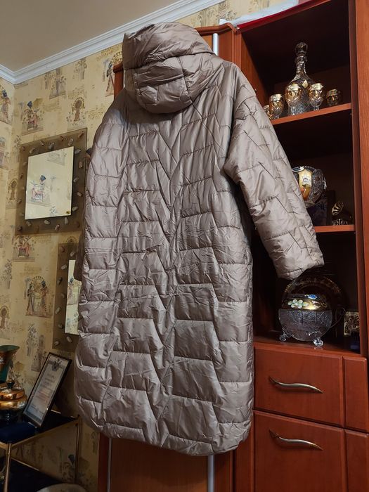 Батал! Sassofono Eze длинный пуховик ,капучино.Премиальная серия!50-58