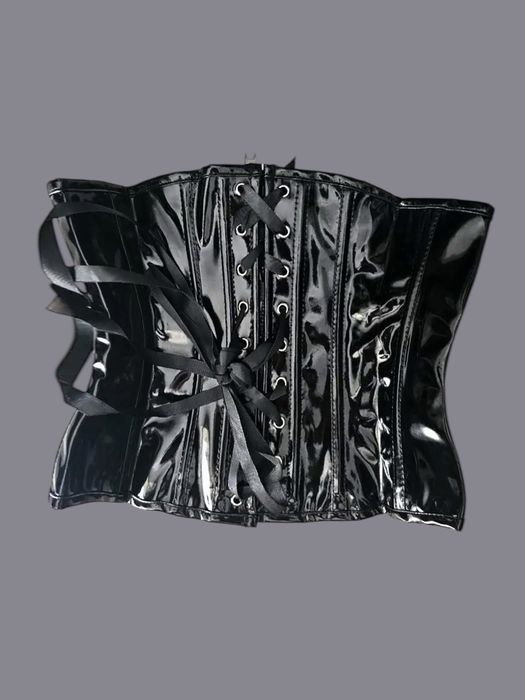 czarny gorset gotycki zapinany regulowany steampunk lolita goth alt