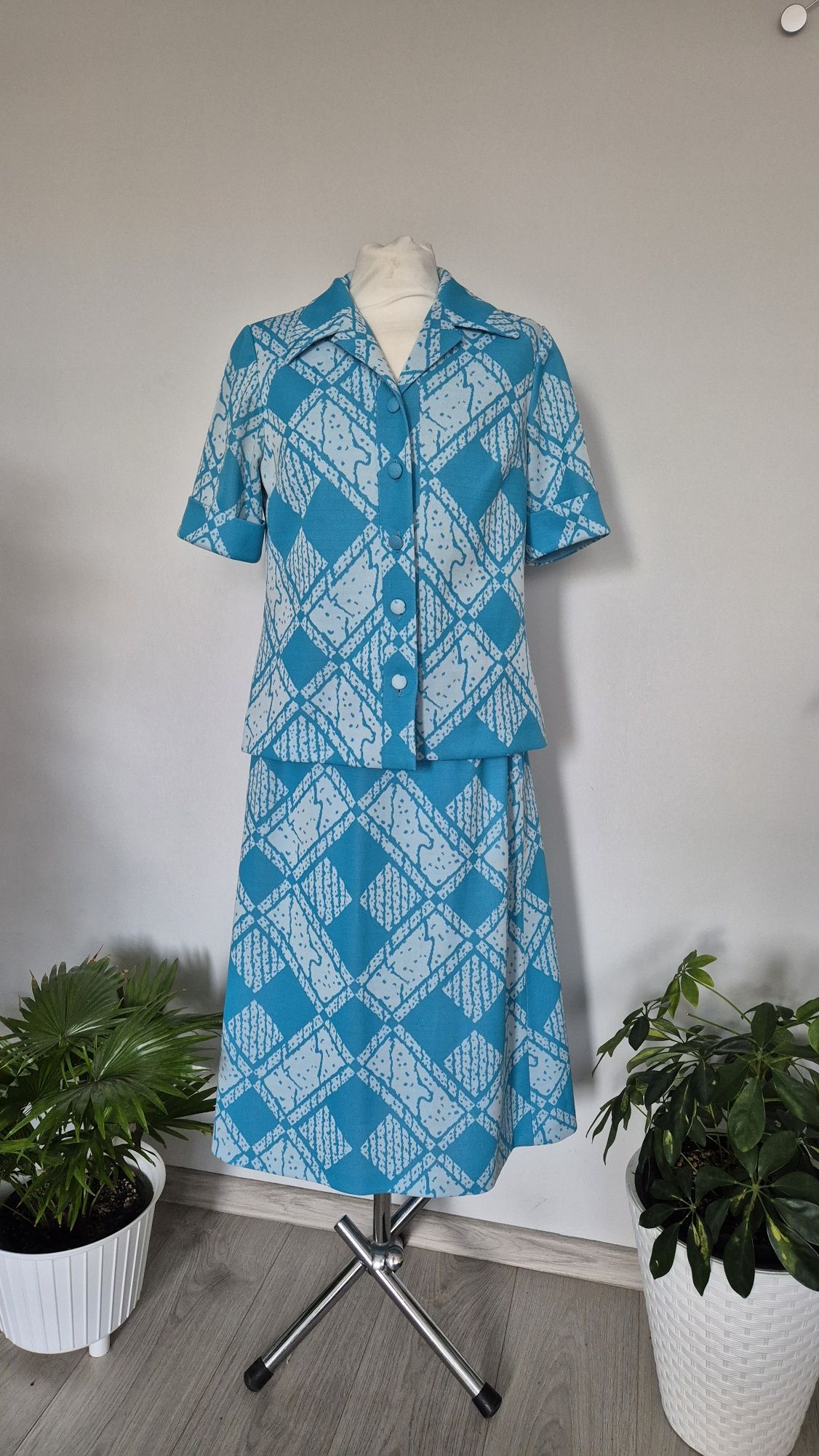 Marynarka+spódnica vintage PRL rozm M