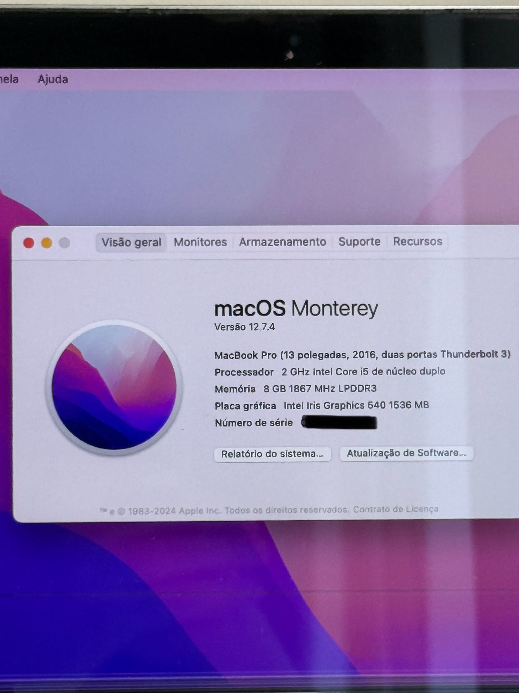 MacBook Air 13” Intel core i5 com ecrã condicionado