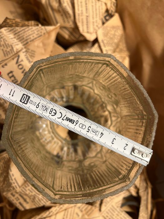 Unikatowy zdobiony klosz ze szkła do lampy Vintage PRL Retro NOWY