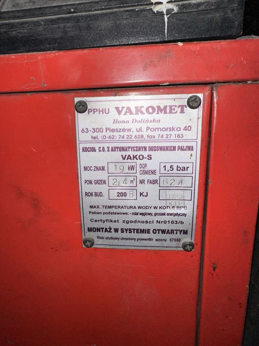 Części do kotla na ekogroszek Vakomet Vako-S 15kW