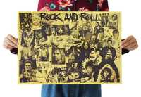 Plakat Rock and Roll Gwiazdy Muzyki Wokaliści 51x36cm