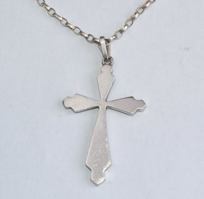 Crucifixo Antigo e corrente em prata