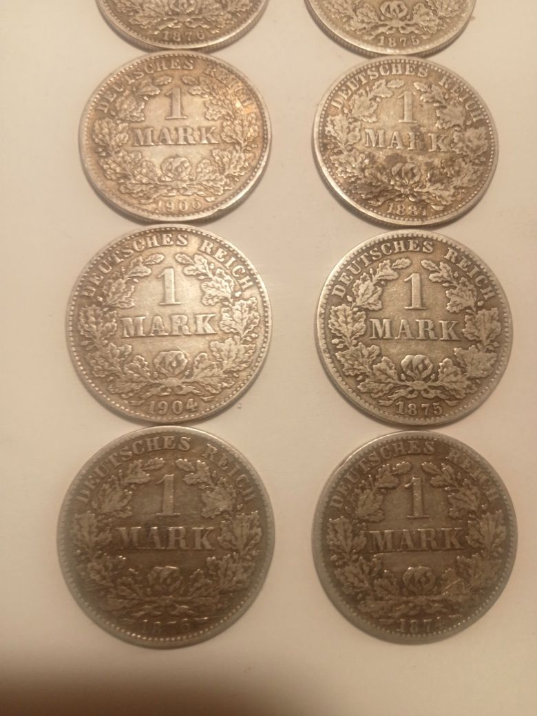 Moneta monety 5 Marek , 2 Marki , 1 Marka XIX/XXw Srebrne Ag. Oryginał
