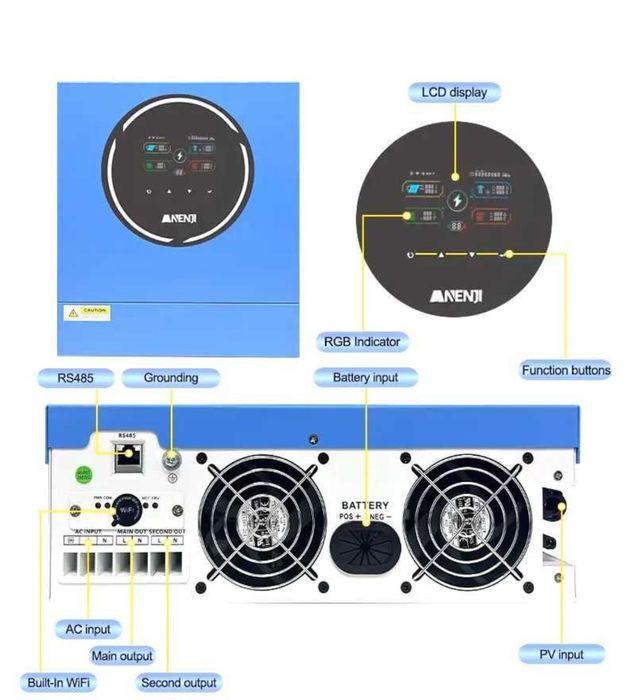 Гибридный инвентор 5 квт Anenji wifi, гібридний інвентор (самий тихий)