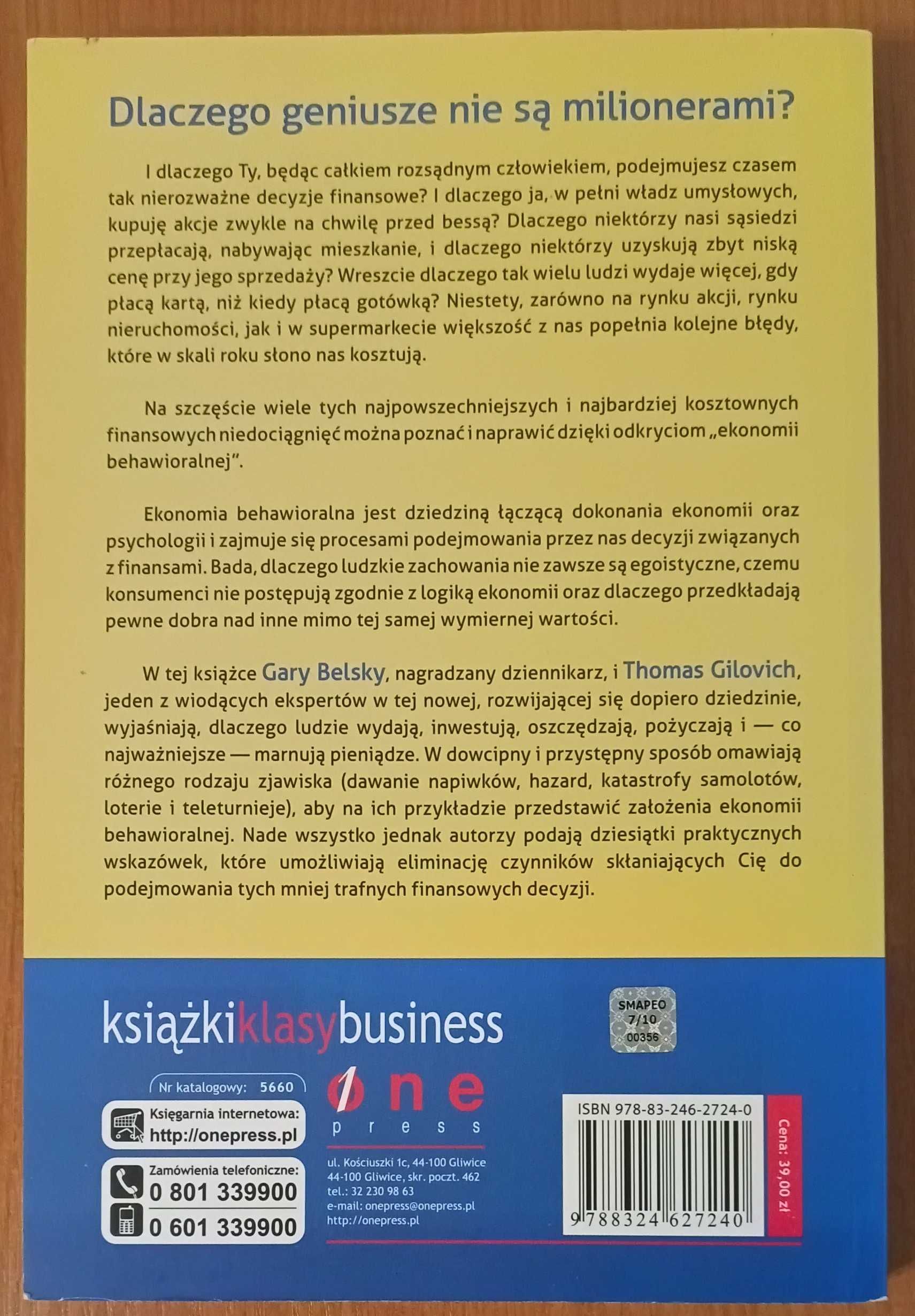 Gary Belsky, Thomas Gilovich "Dlaczego mądrzy ludzie popełniają ..."