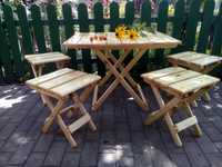 Стол и 4 стула раскладной садовый набор деревянный сосна