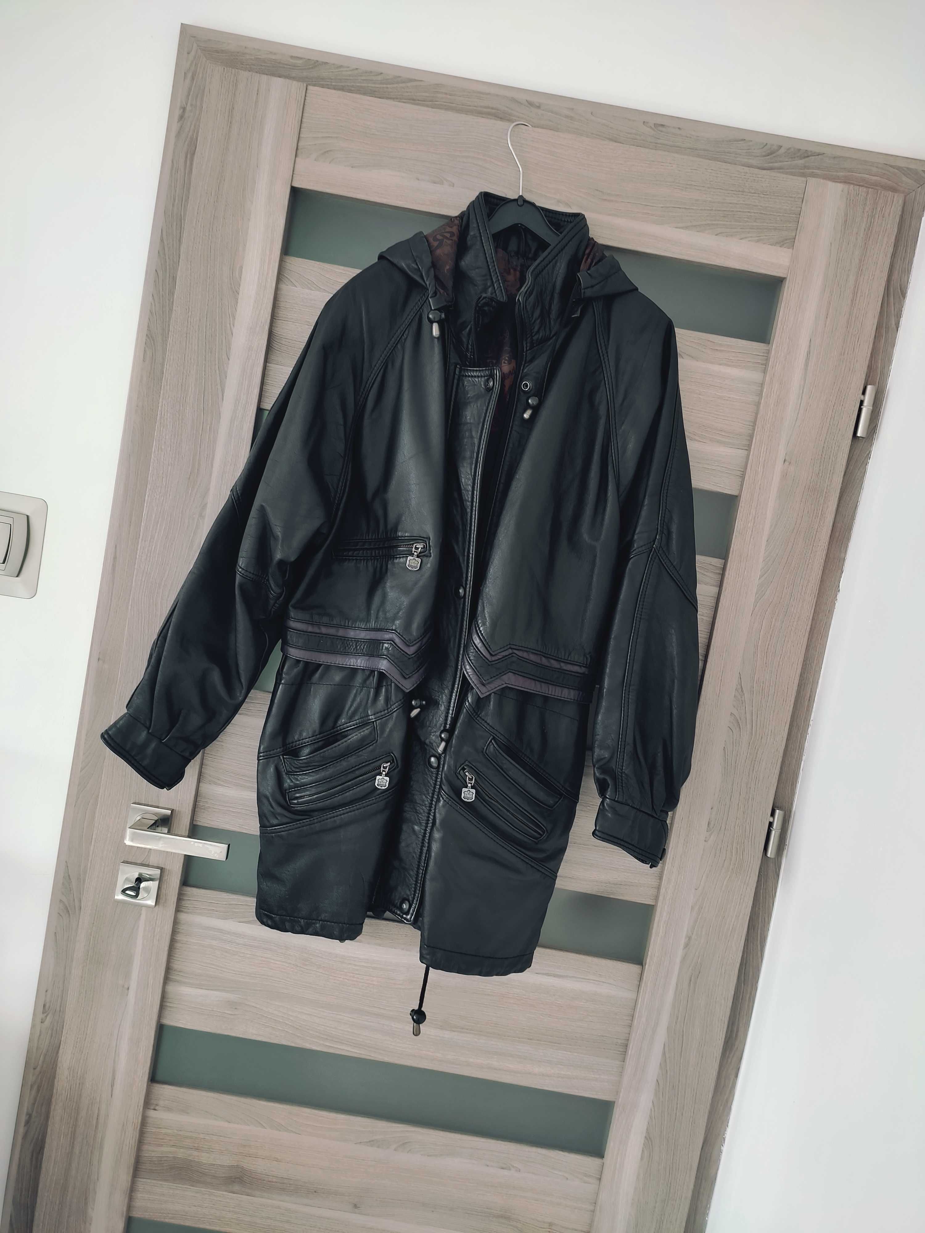 Czarna kurtka ze skóry lata '80 '90 roz L