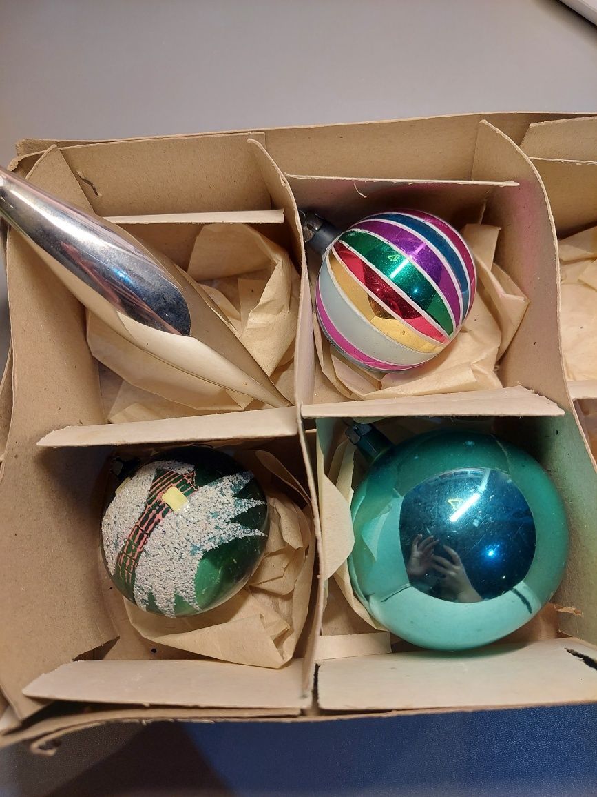 Bombki szklane PRL 4szt
