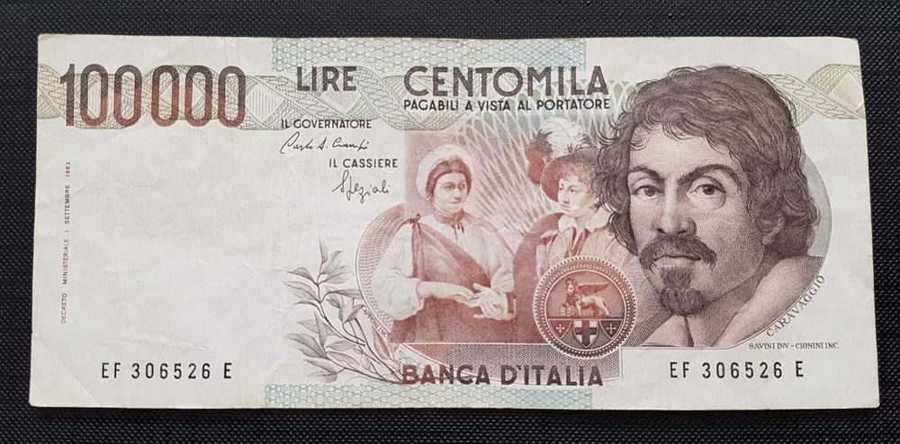 Banknot 100.000 Lirów emisja z 1.09.1983 r.