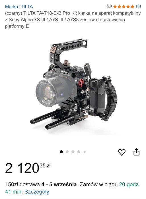 Klatka operatorska SONY A7S3 sIII + follow focus + matte box /smallrig