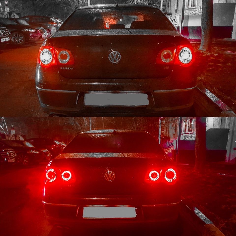 Passat B6 2-х режимні LED кільця OowoO в задні фонарі пассат б6