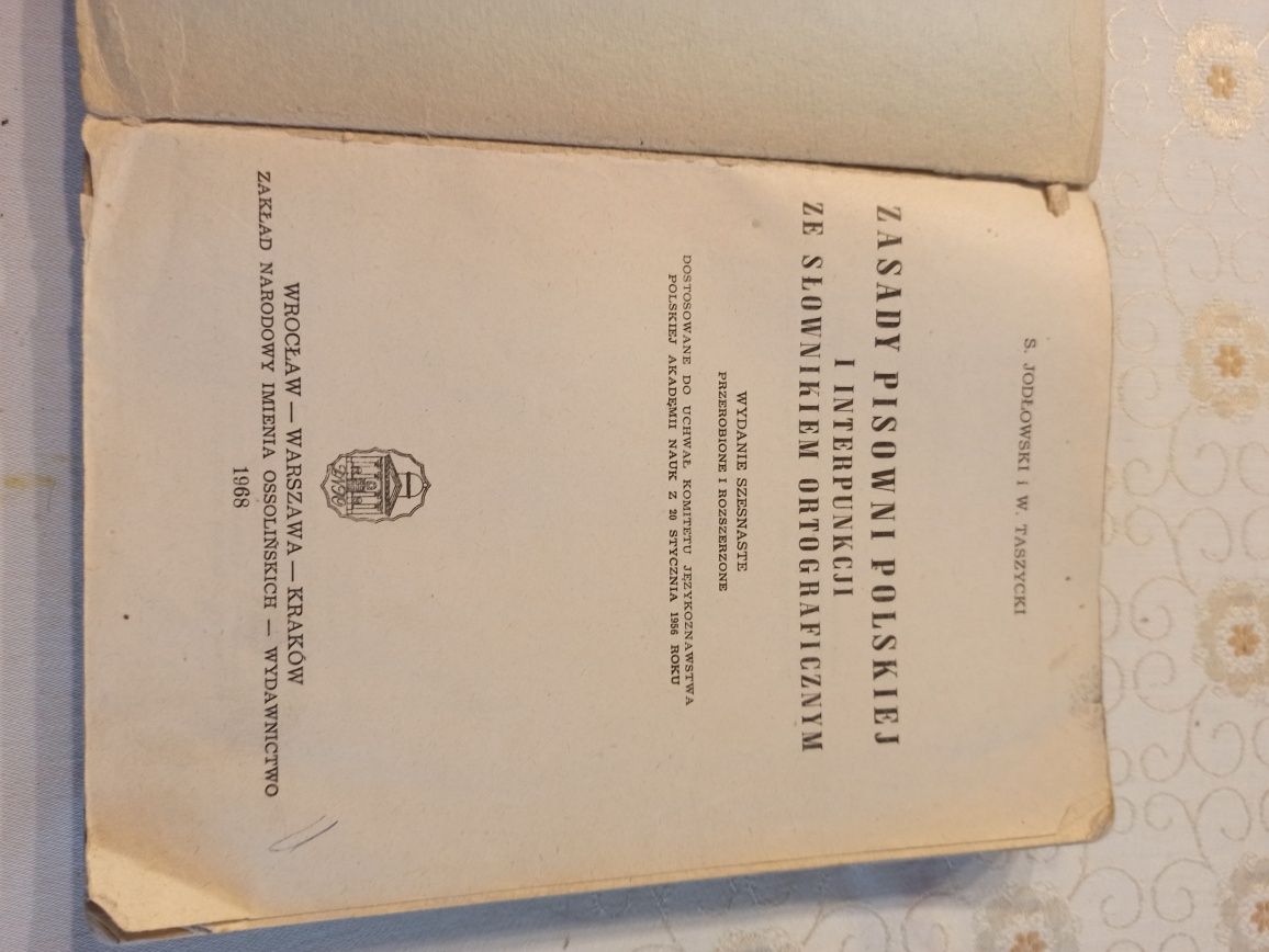 Zasady pisowni polskiej i interpunkcji 1968 prl książka