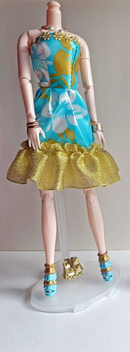 Conjunto de vestido sapatos e mala para Barbie