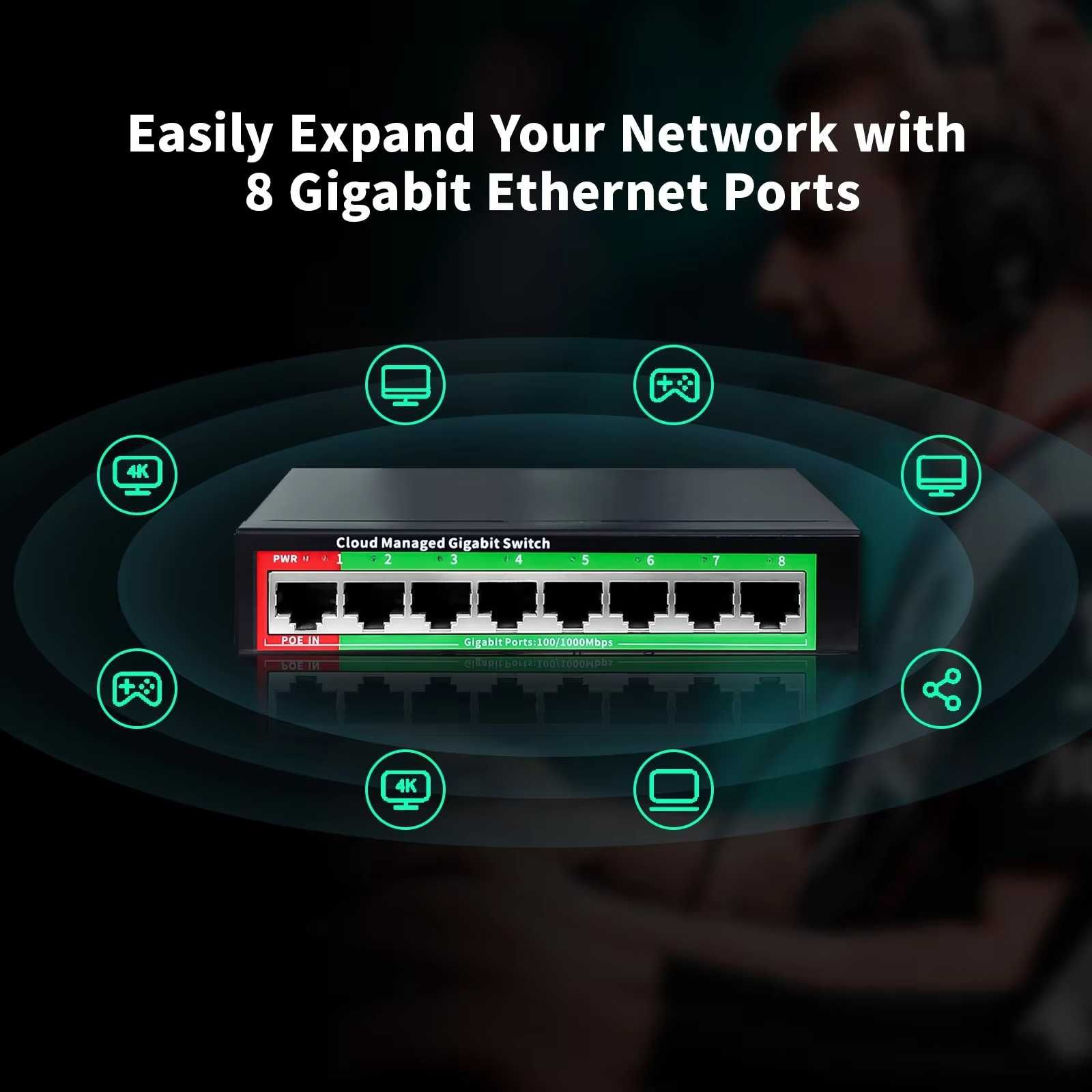 Switch PoE 5 Portas Gigabit com Gestão