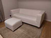 Sofa kanapa beżowa Ikea KLIPPAN dwuosobowa + podnóżek