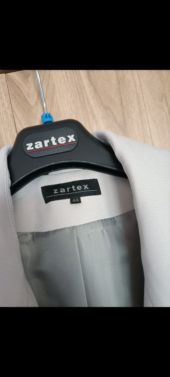 Szary płaszcz trencz wiązany taliowany Zartex 44 XXL