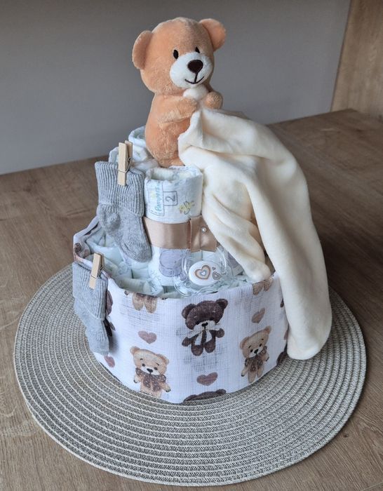 Tort z Pampersów - prezent, narodziny dziecka, Baby Shower