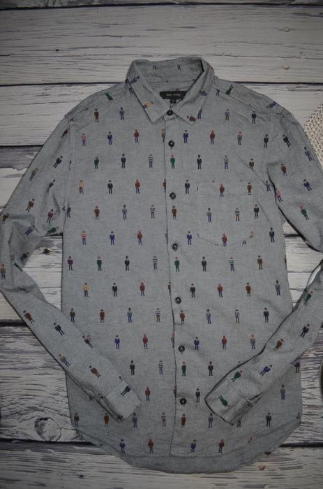 2/S мужская стильная серая рубашка принт Лондон от River Island