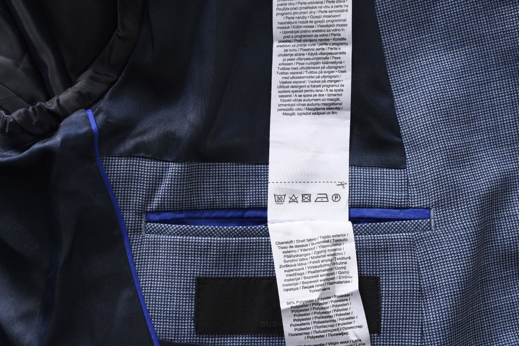 S.OLIVER BLACK LABEL niebieska marynarka męska psi ząbek 42% wełna 44