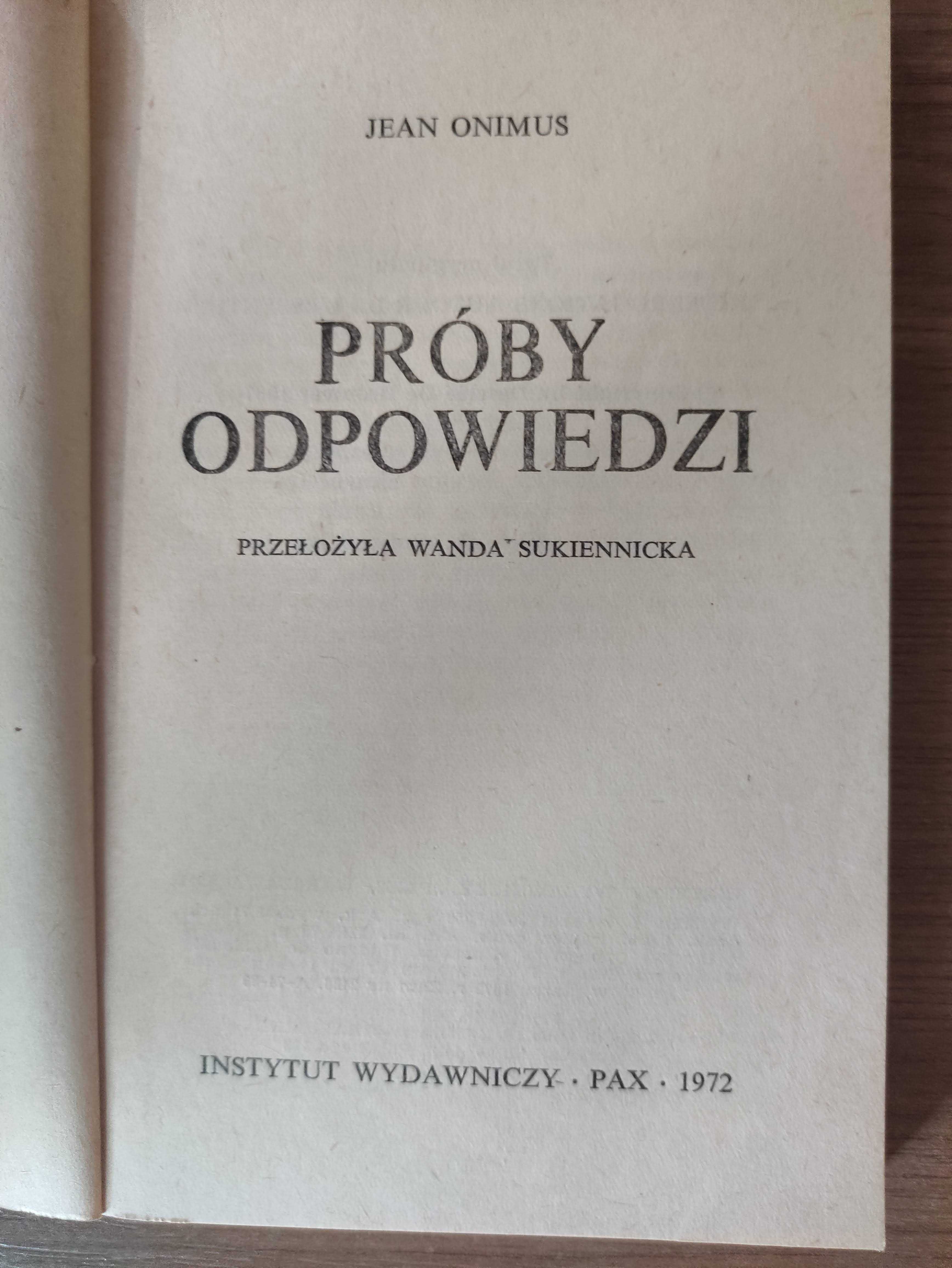 Próby odpowiedzi - Jean Onimus