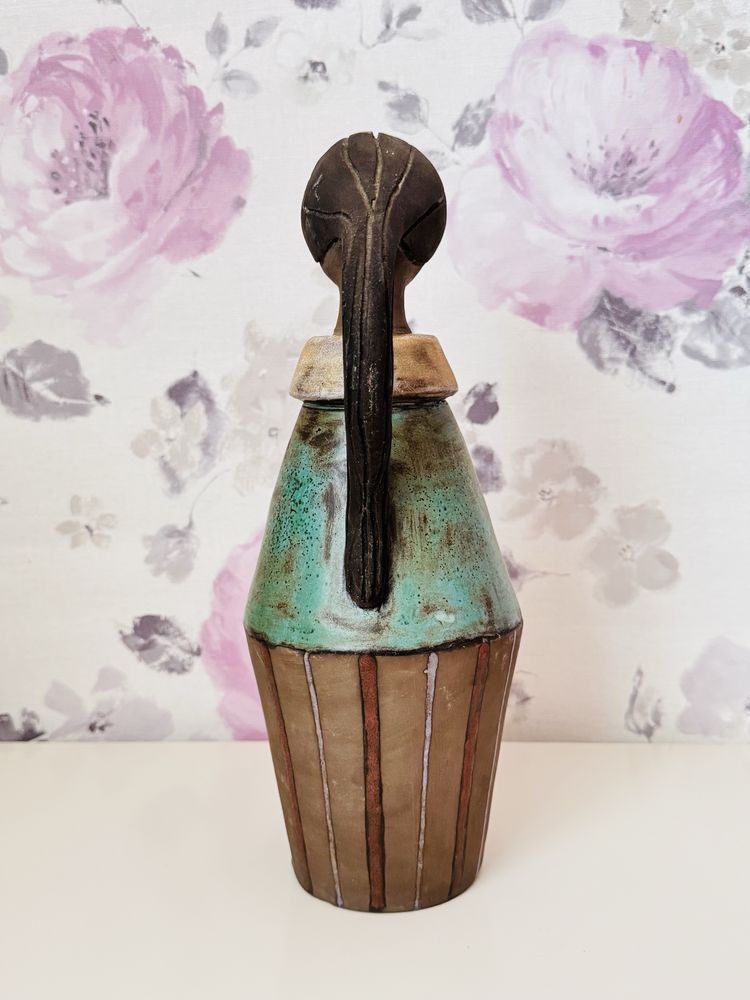 Ceramiczny Wazon figurka dziewczyny, Elbogen Keramik, retro ozdoba