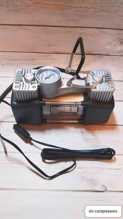 Автокомпресор двохпоршневий, автомобільний компресор насос в кейсі