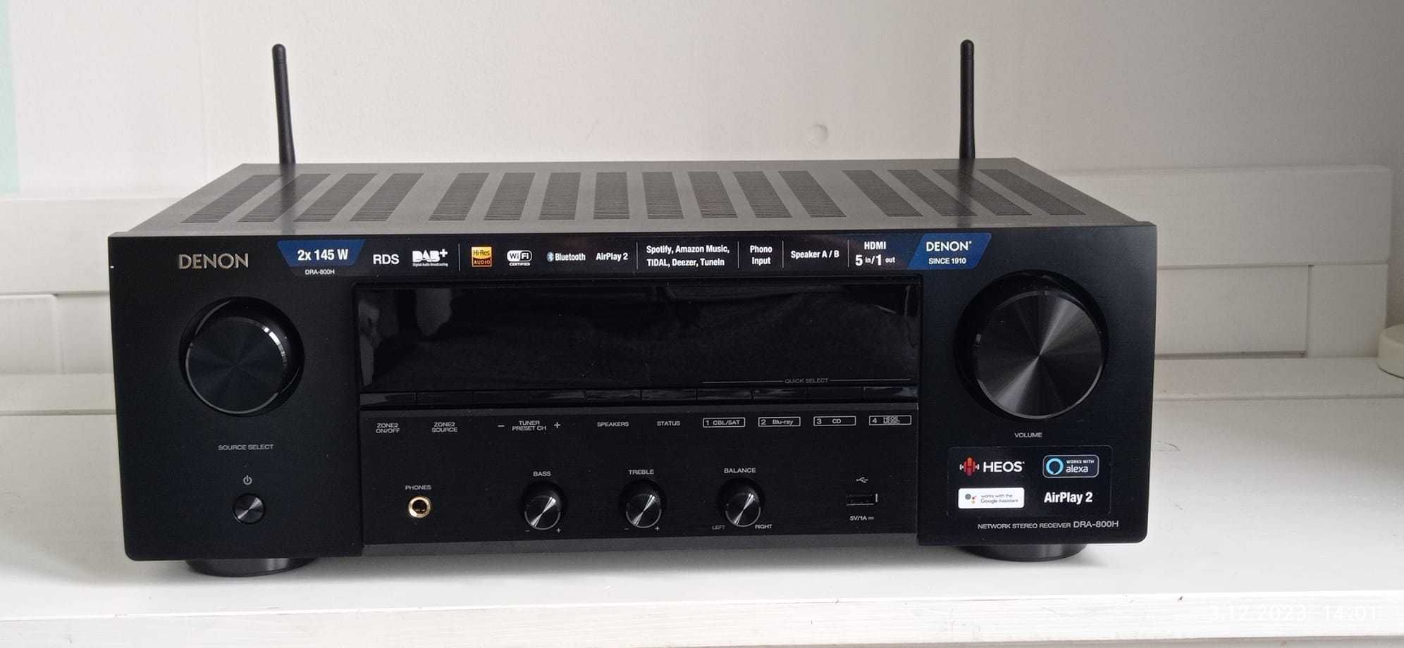OKAZJA Amplituner stereo 2.1 Denon DRA-800H czarny nowy gwarancja