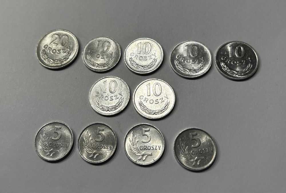 Monety PRL groszowe mennicze UNC zestaw 11 sztuk