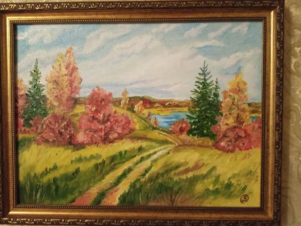 Картина "Осень", размер 40*30, холст, масло, картина оформлена в раму