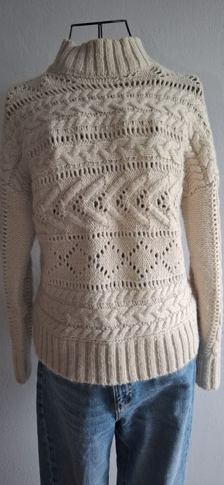 Beżowy ażurowy damski idealny jesień zima piekny golf pół golf Reserve