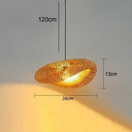 Żyrandol Lampa z Naturalnego Bambusa - Ręcznie Tkany 38CM