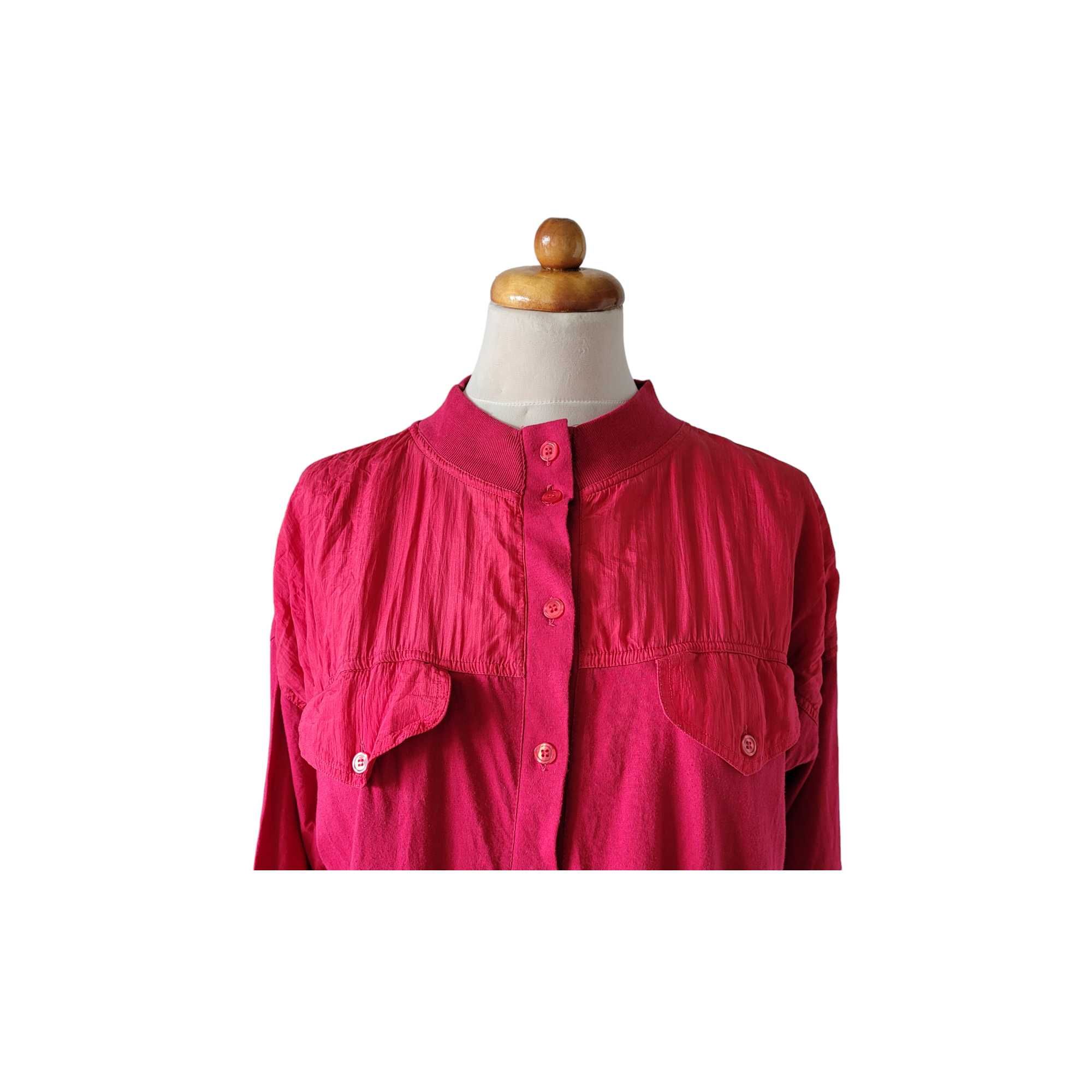 Czerwona ekstrawagancka koszula damska z jedwabnymi wstawkami M Wico